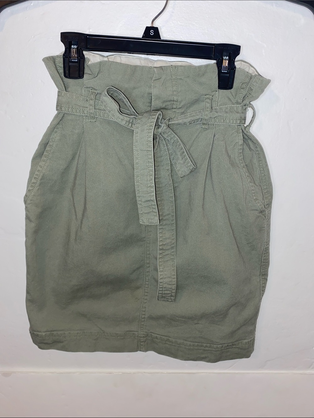 GAP Olive Green Paperbag Tie Mini Skirt